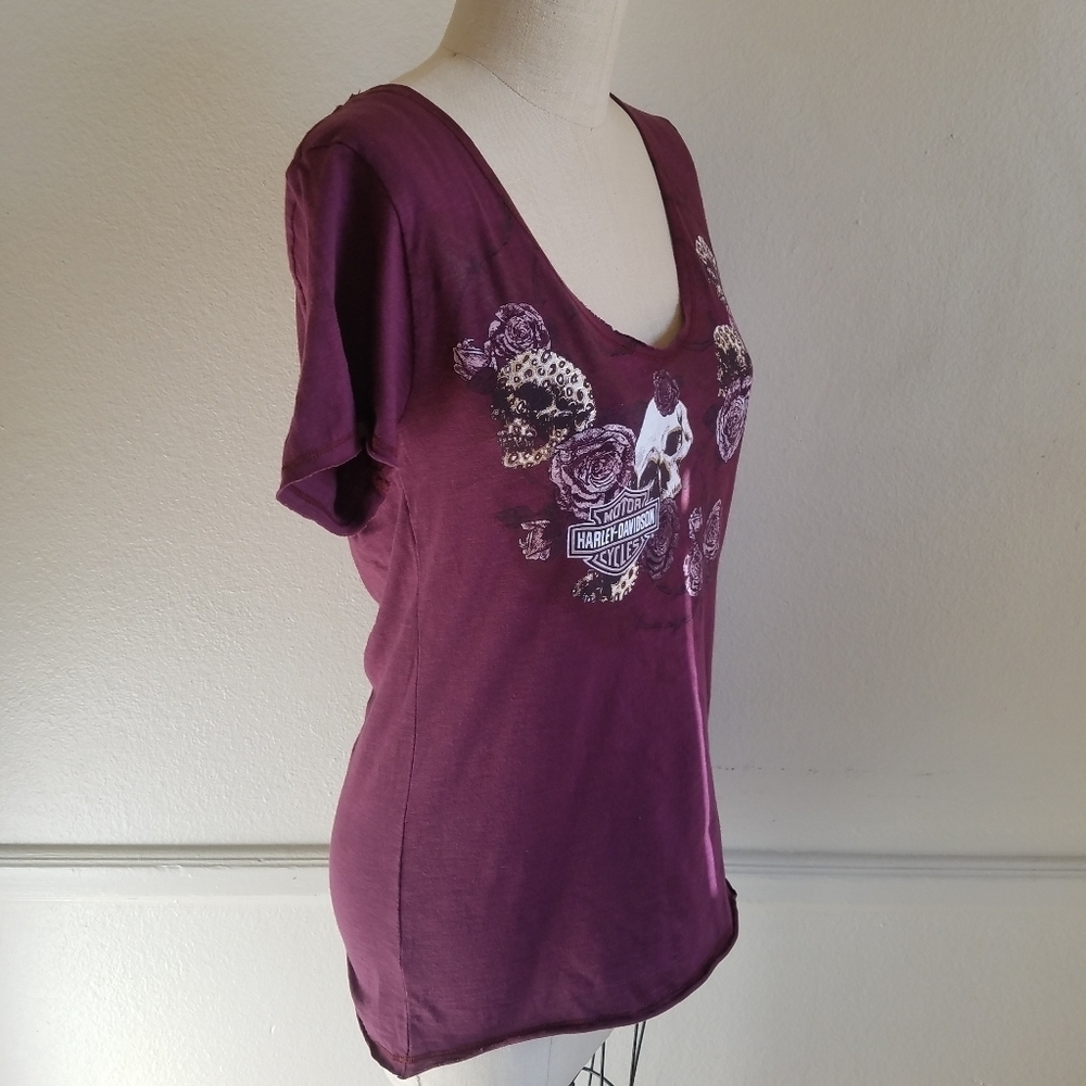 Harley Davidson| V Neck Skull print‎ tshirt - Picture 5 of 6